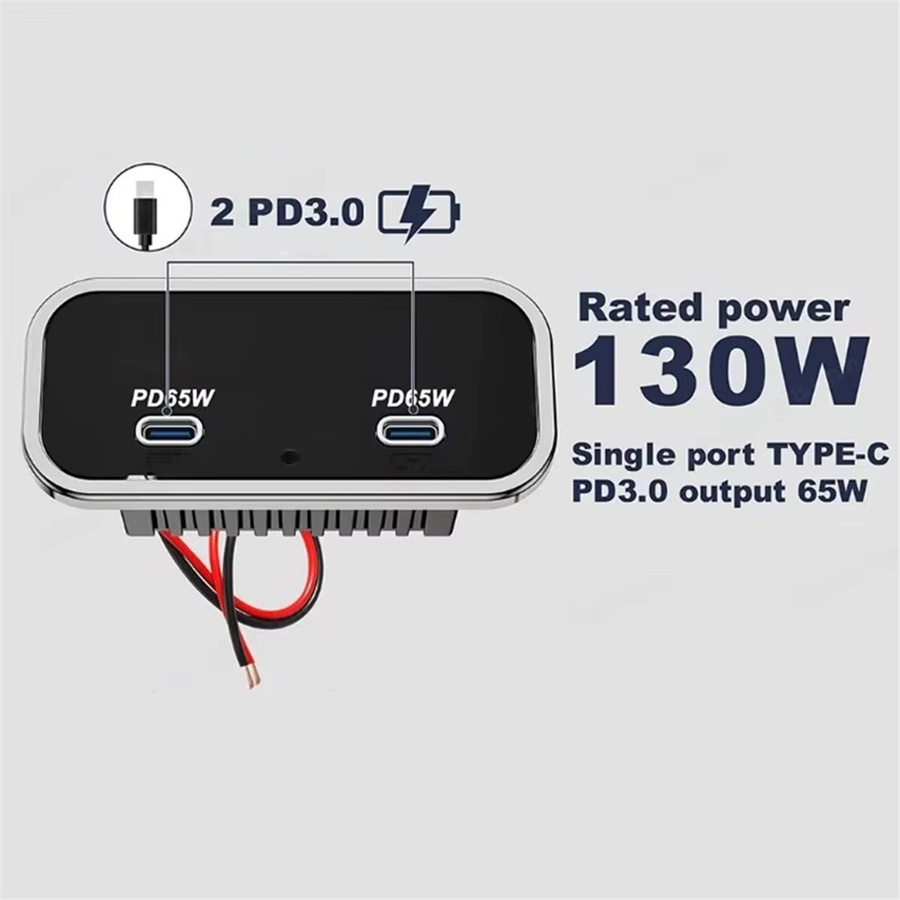 130W Auto-Ladegerät in Schwarz mit Dual 65W PD3.0 USB-C Anschlüssen für 12V/24V Wohnmobile, Boote, LKWs und Busse - Bild 2