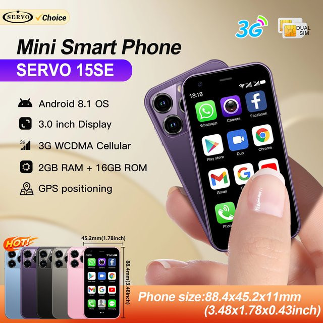 SERVO 15SE Mini-Smartphone in Purple mit 3,0 Zoll Display, Android OS, 2 GB RAM, 16 GB Speicher, 3G WCDMA, WiFi und Dual-SIM - Bild 1
