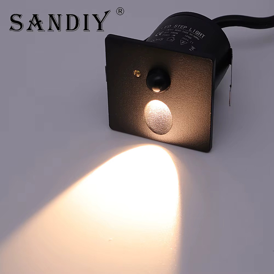 Sandiy LED Treppenleuchte mit Bewegungssensor, runde Einbau-Wandlampe für Outdoor und Indoor, IP65 wasserdicht, warmweiß, weiß - Bild 2