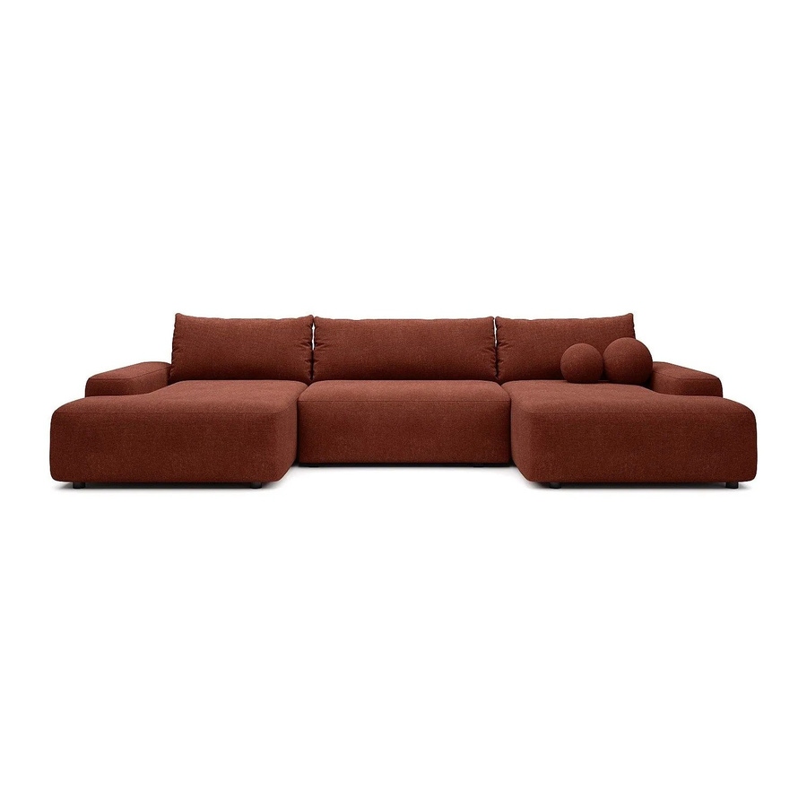 Vente-unique Schlafsofa Daviso in L-Form mit Armlehnen, Farbe Terracotta, Breite: 360 cm - Bild 2