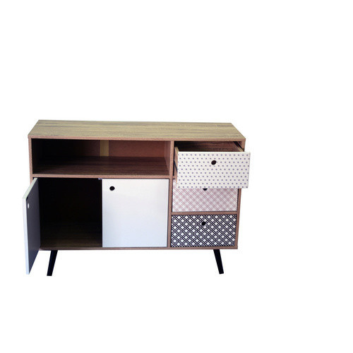 SIT Sideboard MAILBOX aus MDF in Beige mit geometrischem Design in Blau, Weiß und Schwarz, B: 106,5 cm, H: 77,0 cm, T: 39,0 cm - Bild 2