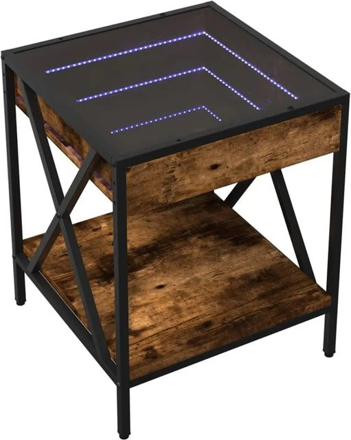 vidaXL Couchtisch mit Infinity-LED in Räuchereiche, quadratisch, B/T/H: 40 x 40 x 49 cm - Bild 1