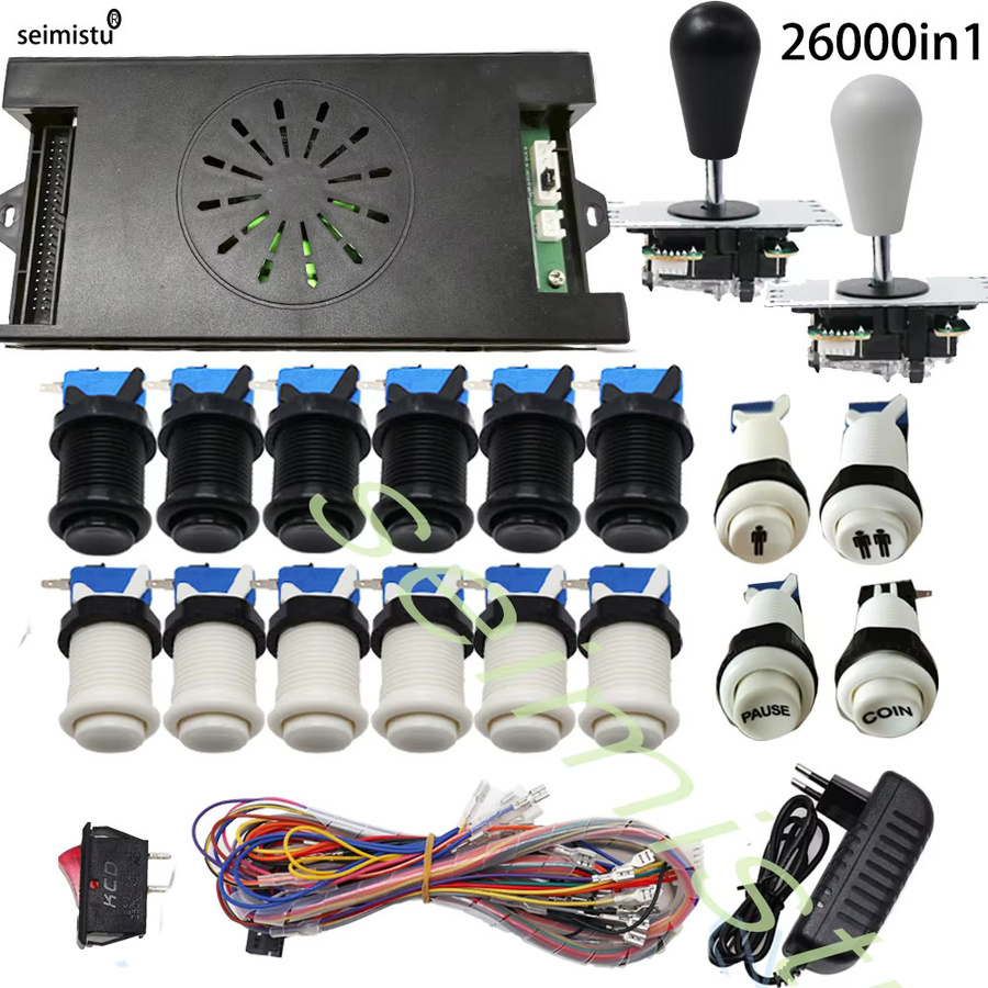 Seimistu Pandora Saga Box DX Arcade Kit mit 26800 Spielen, 8-Wege-Joystick und Mame 5 Pin Buttons für 4 Spieler, Schwarz/Weiß - Bild 5