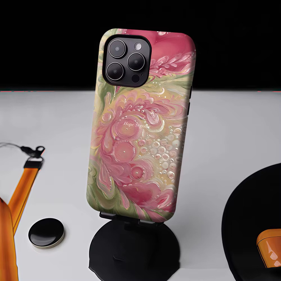 Potdemiel Magnetische Handyhülle mit Rosa Herz-Blumen-Textur für iPhone 17 16 15 14 13 Pro Max Plus - Bild 4