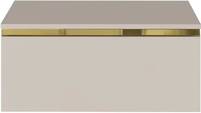 Nachttisch Vukia in Beige mit Gold-Akzenten, Wandmontage, Breite: 48,5 cm - Bild 1