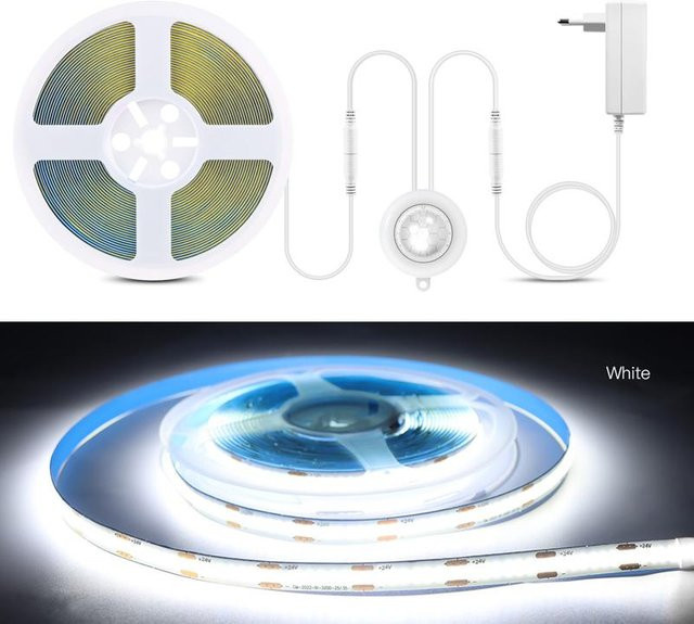 MALITAI COB LED Streifen mit PIR Bewegungssensor, 24V, Weiß, Selbstklebend - Bild 1
