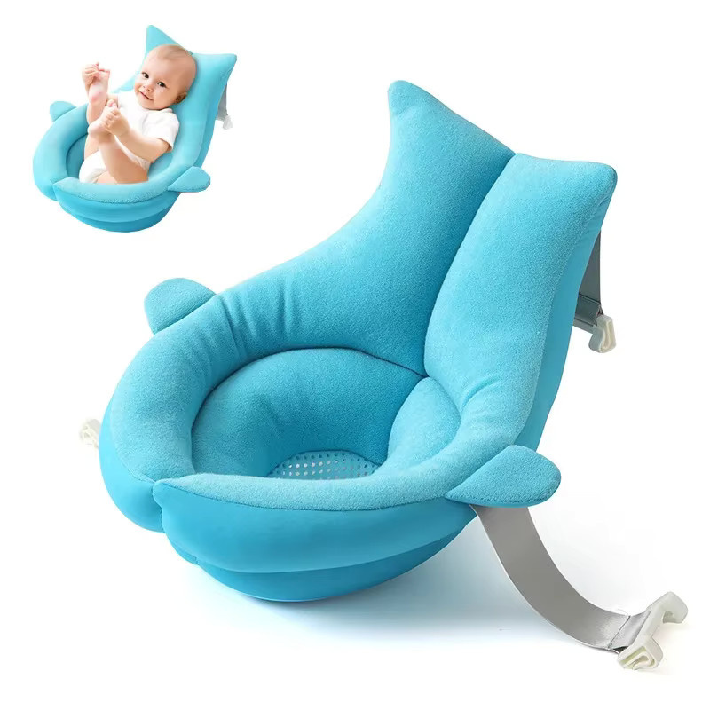 Faltbare Baby Badewannenauflage in Hai-Form mit Liegestütze, weiches Badkissen für Neugeborene, 80 cm - Bild 1