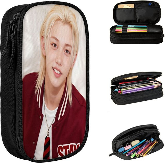 Retro Federmäppchen Felix Kpop Singer aus Leinwand in Schwarz - Bild 1