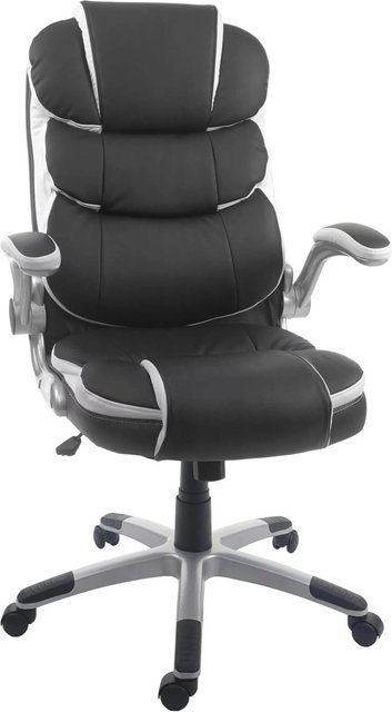 Proregal Bürostuhl als moderner Chefsessel in Schwarz aus Kunstleder mit Armlehnen und Rollen, H x B x T: 120 x 68 x 74 cm, Sitzhöhe: 47 cm - Bild 1