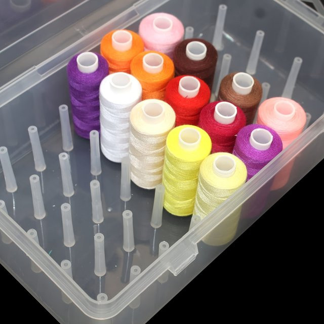 Tragbare Nähgarn-Sortierbox aus Kunststoff für 42 Spulen, transparenter Nadel- und Fadenhalter mit großer Kapazität - Bild 1