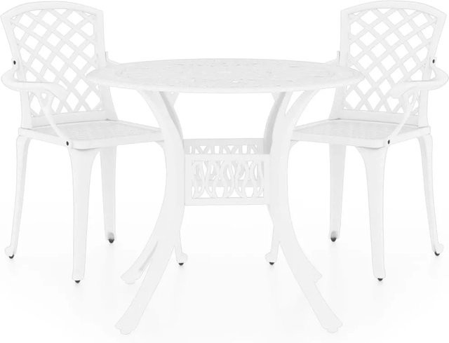 vidaXL 3-teiliges Bistro-Set aus Aluminiumguss in Weiß - Bild 1
