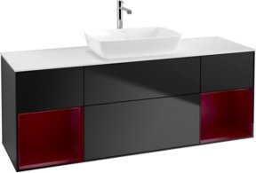 V&B Waschtischunterschrank Finion mit Wandbeleuchtung, Blau lackiert, Breite: 160 cm, Tiefe: 50,1 cm, Höhe: 50,1 cm - Bild 1