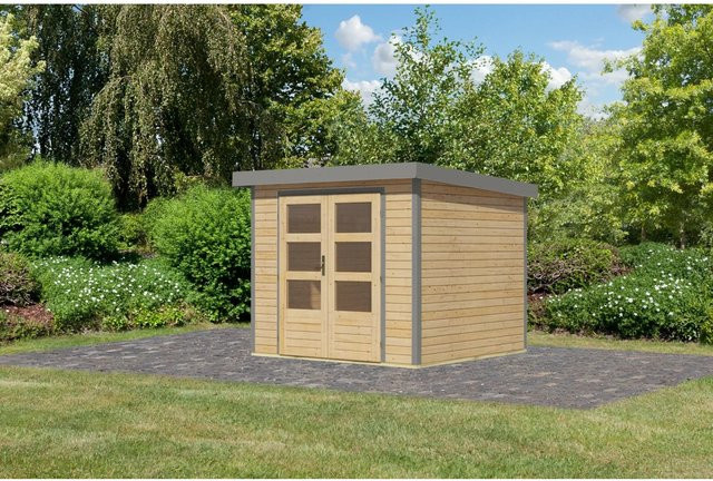 Karibu Gartenhaus Diego 3 A in Naturbelassen und Graualuminium, B/T/H: 209 x 238 x 213 cm - Bild 1