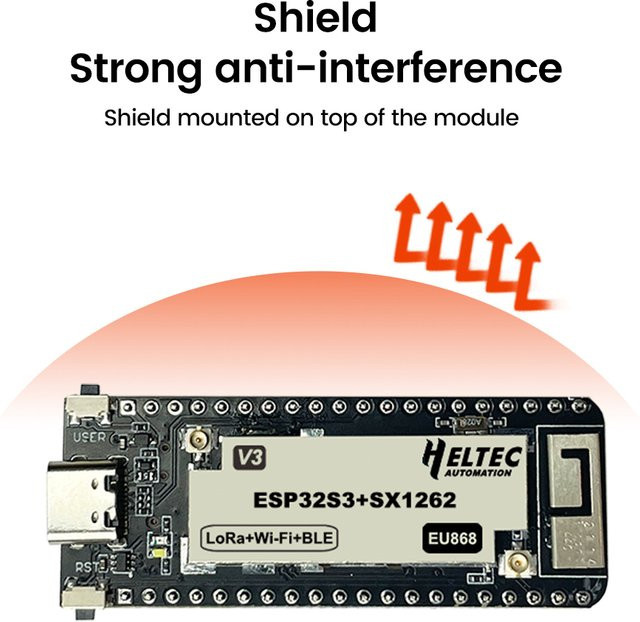 Wireless Stick Lite ESP32+LoRa V3 Entwicklungsboard mit USB-C Anschluss, 433-510 MHz/863-928 MHz, Schwarz - Bild 1