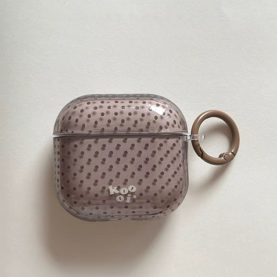 Braune halbtransparente Kopfhörer-Schutzhülle mit Polka-Dot-Muster und glänzender Oberfläche für Apple AirPods 1, 2, 3, 4 und Pro/Pro 2/Pro 3 - Bild 7