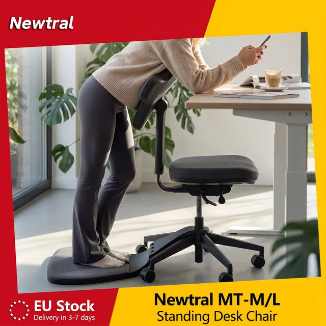 Newtral MT-M Ergonomischer Stehpultstuhl in Schwarz, 6-in-1 Bürostuhl mit 167 Grad Neigbarkeit und Höhenverstellbarkeit von 46 bis 57 cm, Tragfähigkeit bis 150 kg - Bild 1
