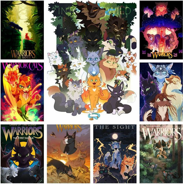 Potdemiel Warrior Cats 5D DIY Vollrund-Diamantmalerei mit Cartoon-Tieren in Multicolour, B/H/T: 40 x 30 x 30 cm - Bild 1