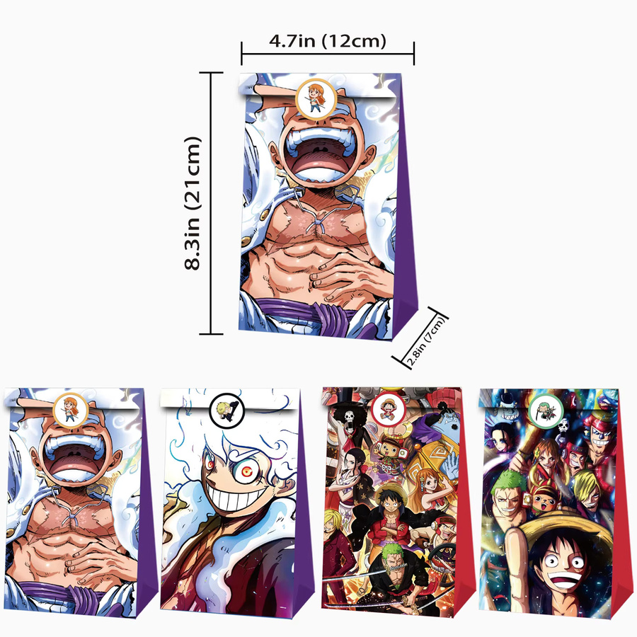 Bandai One Piece Themen-Geschenktüten mit Cartoon-Charakter-Stichmuster aus Papier in Braun und Mehrfarbig für Geburtstagspartys - Bild 2