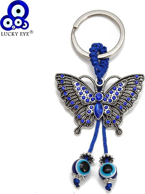 Anhänger Schmetterling, Lucky Eye, Blau, Türkis, Perle, Quaste, Unisex - Bild 1