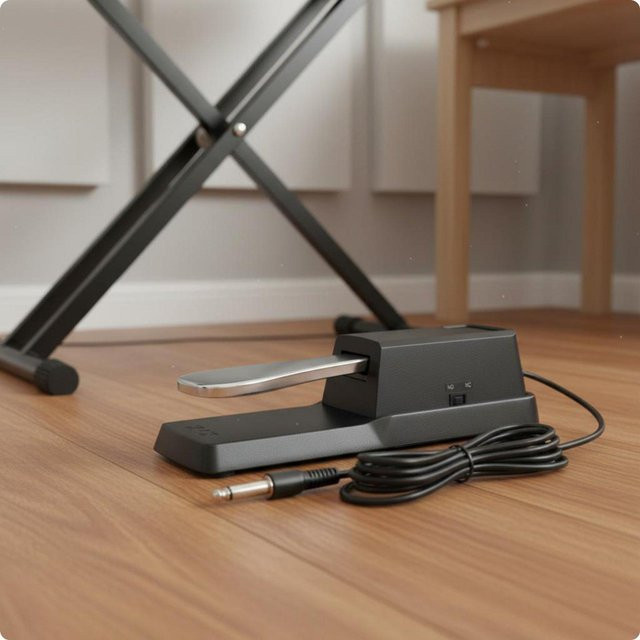 Binchi Outdoor Product Sustain-Pedal Set aus Metall mit Polaritätsschalter in Silber und Schwarz - Bild 1