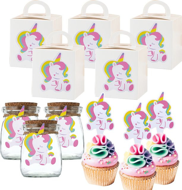 Einhorn Cupcake Topper aus Papier in Mehrfarbig für Kindergeburtstage und Babypartys als DIY Partydekoration - Bild 1