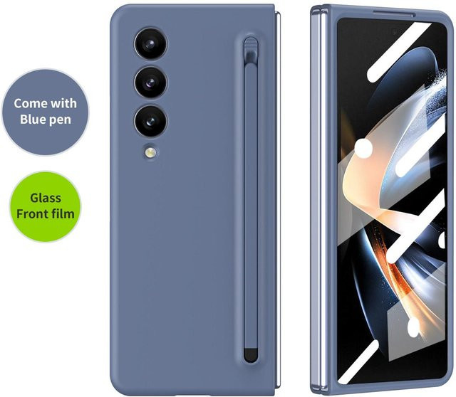 Samsung Galaxy Z Fold 5 5G Klapphülle mit S Pen Fach und Glasfolie in Blau - Bild 1