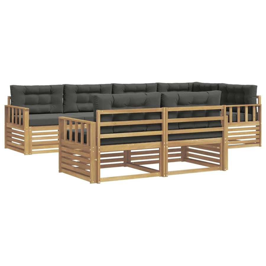 vidaXL Outdoor-Sofagarnitur 7-teilig aus Akazienholz mit Polstern in Weiß und Anthrazit - Bild 2