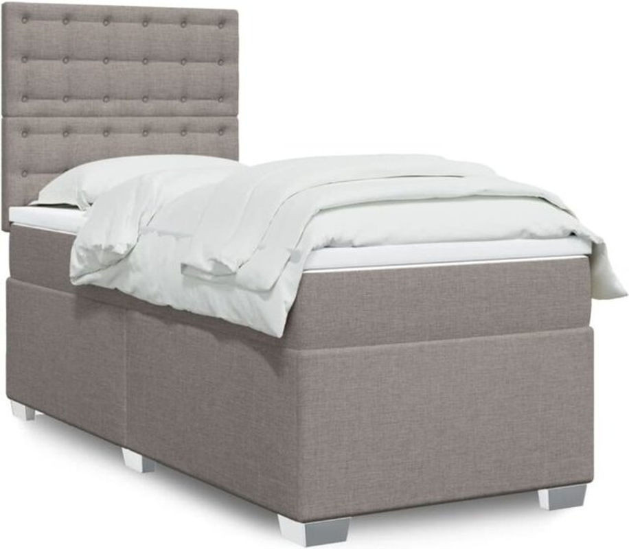 vidaxl Boxspringbett mit Matratze in Taupe meliert aus Stoff, B/B: 80 x 200 cm - Bild 1