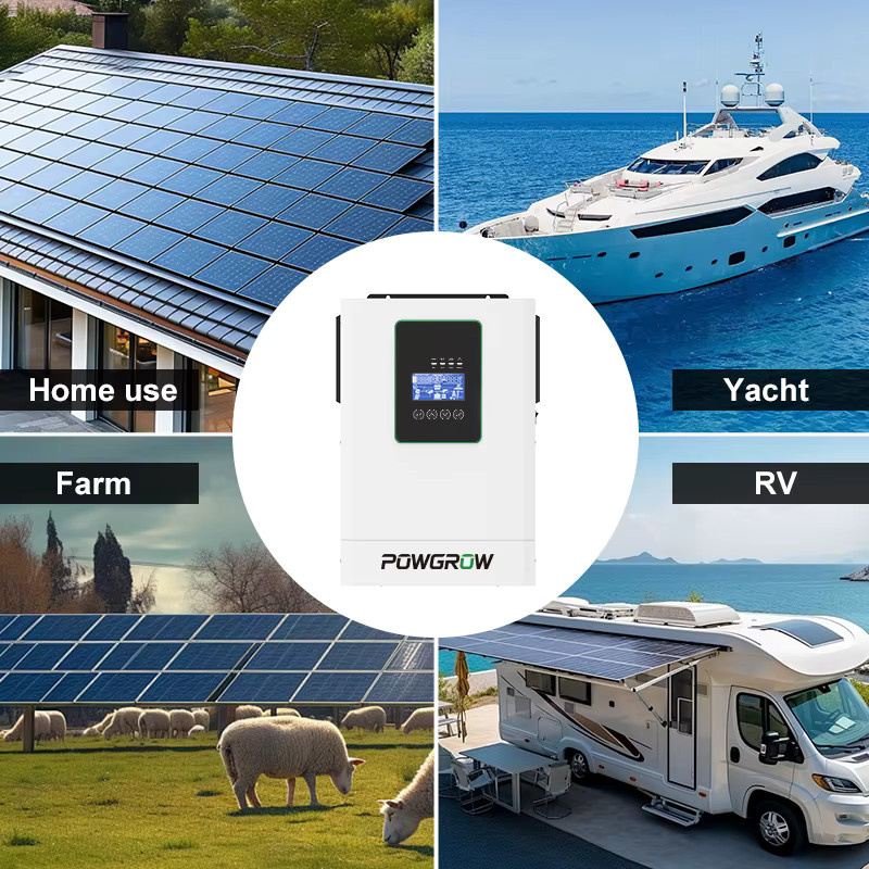 POWGROW 3,6KW 24V Hybrid-Solarwechselrichter mit 100A MPPT-Laderegler, Reine Sinuswelle und WLAN-Unterstützung, Farbe: Weiß - Bild 6