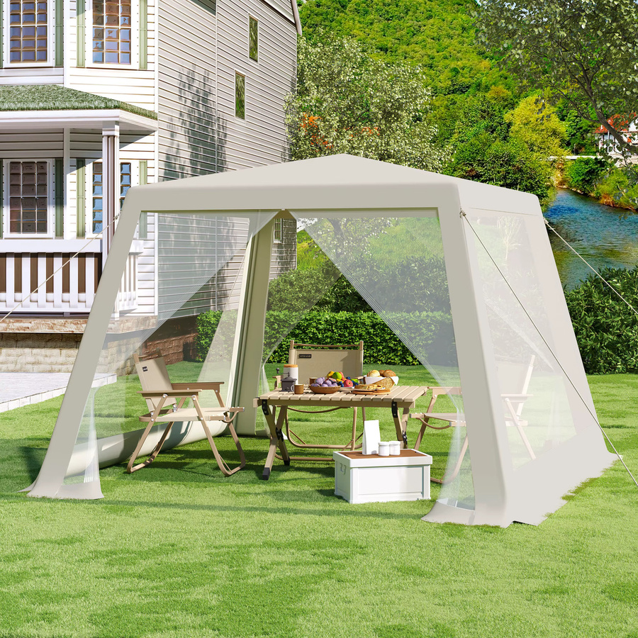 WOLTU Gartenpavillon-Zelt mit Moskitonetz und Netzseitenwänden, B/T/H: 300 x 74 x 74 cm, Beige/Weiß - Bild 1