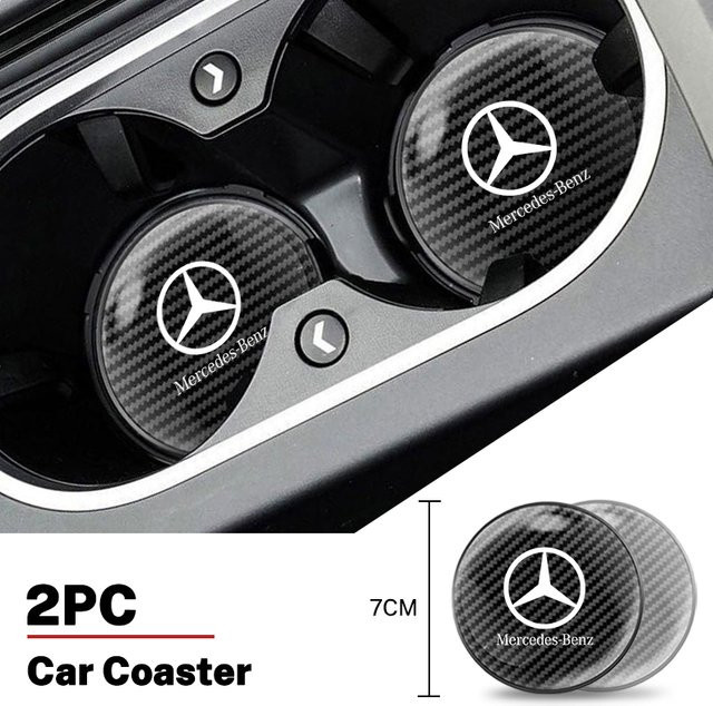 AMG Auto-Antirutsch-Untersetzer aus Kohlefaser für Getränkehalter in Schwarz - Bild 1