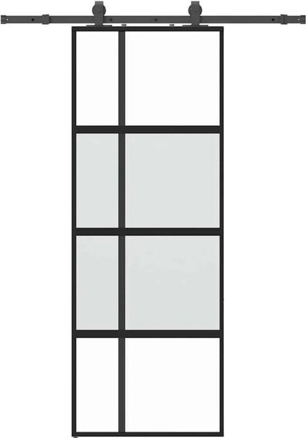 vidaXL Schiebetür aus Hartglas in Schwarz mit Beschlag, B: 76 cm, H: 205 cm - Bild 1