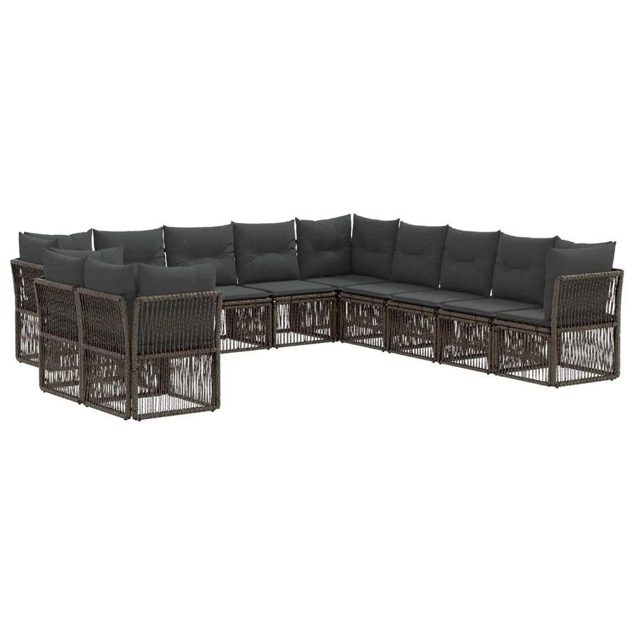 vidaXL Gartensofa-Set 11-tlg. in Grau aus Poly-Rattan mit Polsterung und wetterfestem Metallgestell - Bild 2