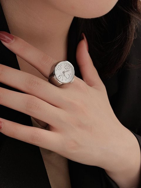 Ring Fingeruhr, Quarz, Edelstahl, Weiß, Unisex - Bild 1