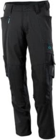 Mascot Arbeitshose mit Knietaschen und Reflexstreifen in Schwarz, Stretchstoff mit Cordura-Material, Größe 82C51 - Bild 1