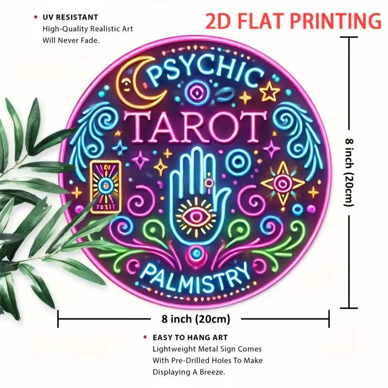 Potdemiel Psychic Tarot & Palmistry Guide Metall-Wanddekoration im Vintage-Stil, multicolor Eisen-Blechschild - Bild 3