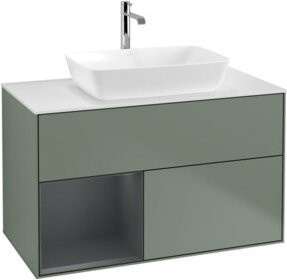 V&B Waschtischunterschrank Finion 100 in Weiß lackiert mit Regal Breite: 100 cm, Tiefe: 50,1 cm, Höhe: 50,1 cm - Bild 1