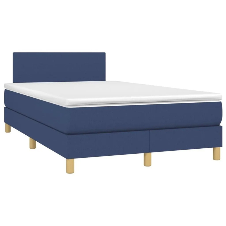 vidaXL Boxspringbett mit Matratze in Blau und Weiß, Hybrid-Bett mit LED-Unterbettbeleuchtung und USB-Ladeport, B/T/H: 120 x 200 x 78 cm - Bild 2