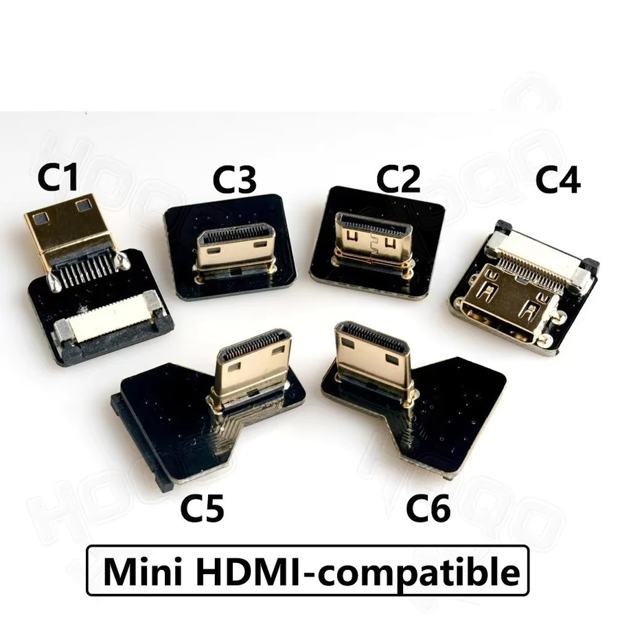 HOQO Ribbon FPV HDMI-kompatibles flexibles Flachkabel für Raspberry Pi 4, Micro HD/Mini HD auf HD Buchse, 20-Pin FFC, Schwarz - Bild 1
