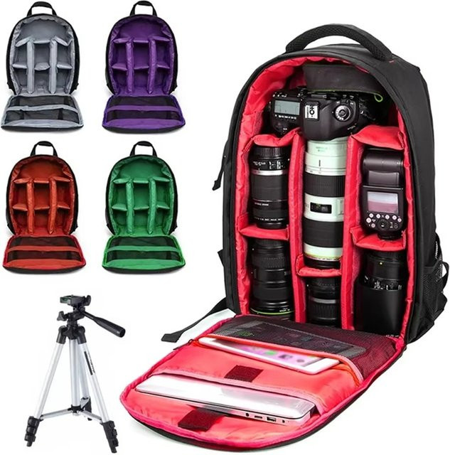 BRYNTHORX Multifunktionale Kameratasche als leichter Outdoor-Fotografie-Rucksack mit wasserdichten Taschen für Nikon und Canon in Schwarz und Lila - Bild 1