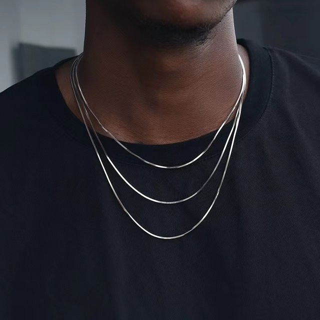 Halskette Schlange Kette, Silber Farbe, Edelstahl, Unisex - Bild 1