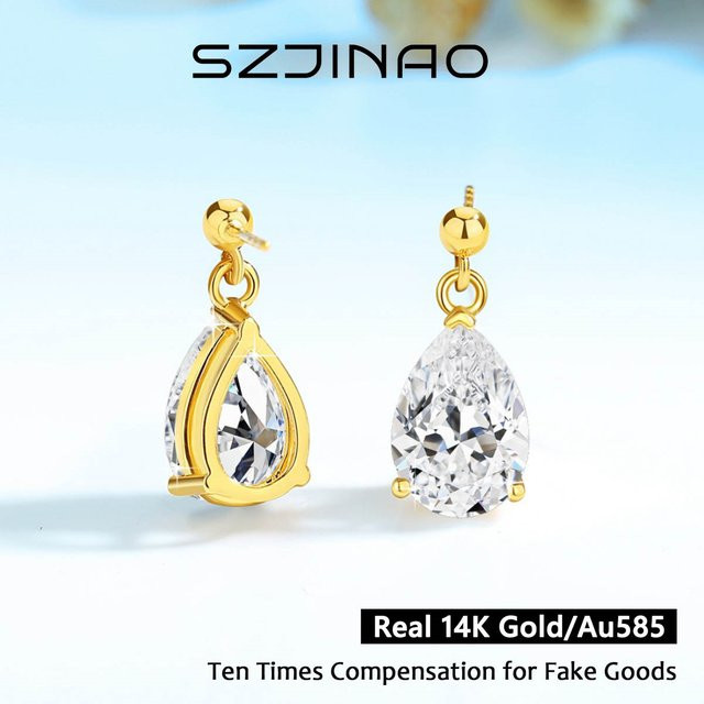 szjinao Ohrstecker 585 Gold, Moissanit, Brillant, Damen - Bild 1