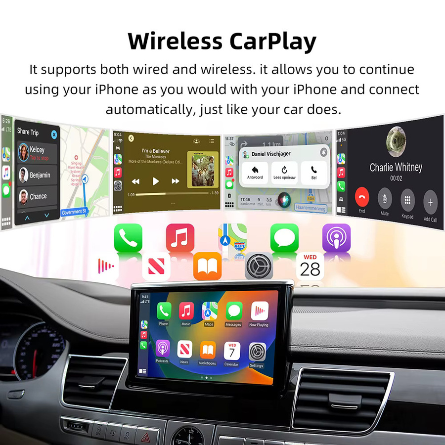 ANYFAR Drahtlose CarPlay und Android Auto Schnittstelle für Audi A8 2010–2017 mit Mirror Link, AirPlay, Bluetooth und Rückfahrkamera, Schwarz - Bild 6
