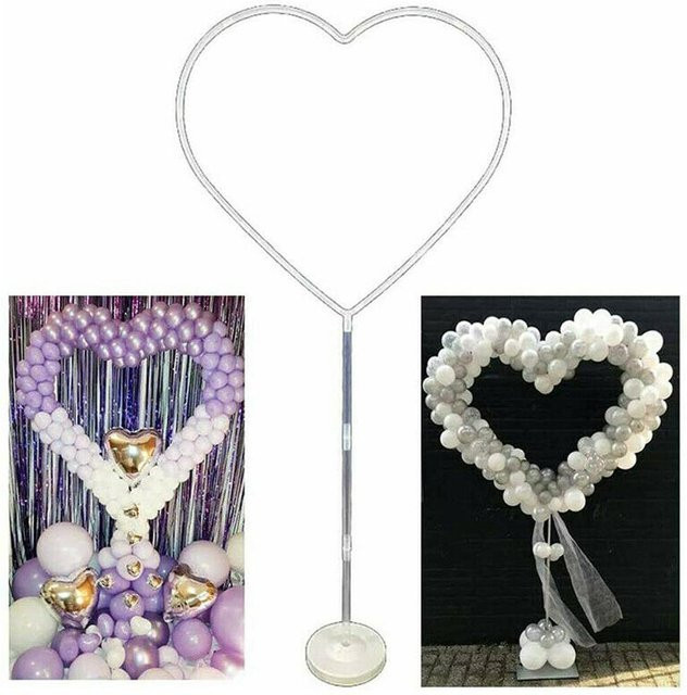 TOMTOP JMS Ballon Säulenbogen Set in Herzform, Dekoration für Hochzeit und Valentinstag, Grau/Transparent/Weiß - Bild 1