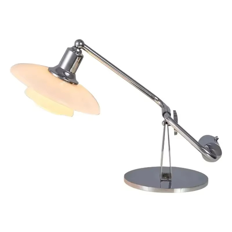 ZIMULONG Klassische Tischlampe im Vintage-Stil mit Glas und verstellbarem Langarm in Transparent oder Weiß - Bild 5