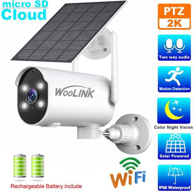 Woolink 2K Wireless WiFi Solarkamera mit Flutlicht und Nachtsicht in Weiß - Bild 1
