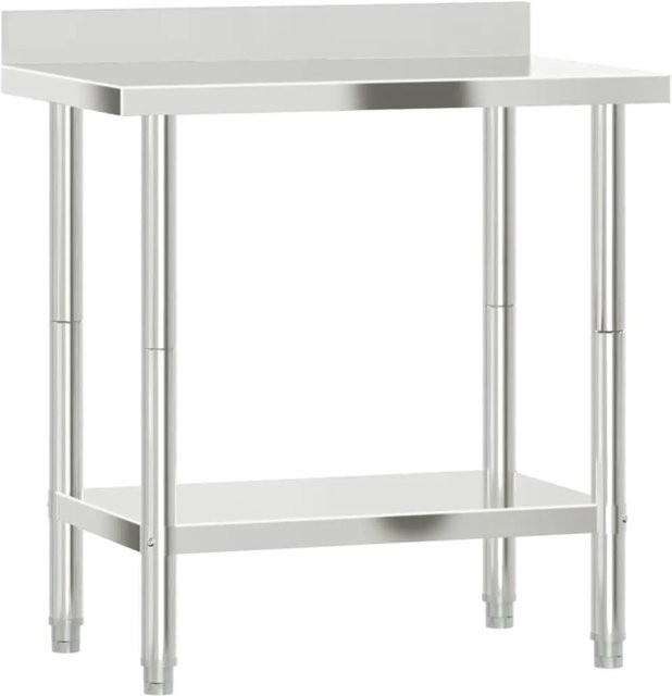 DELUKE Edelstahl Arbeitstisch mit Aufkantung in Silber, B/T/H: 82,5 x 55 x 93 cm - Bild 1