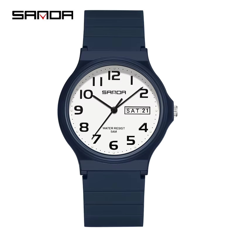 SANDA Armbanduhr, Quarz, Kunststoff, TPU, Kinder, Weiß, Schwarz - Bild 3