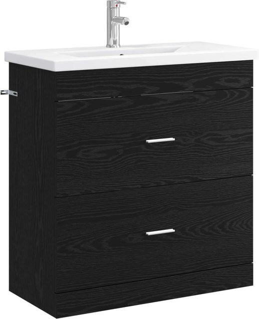 vidaXL Badezimmermöbel-Set Waschtischunterschrank in Schwarz Matt, B/T/H: 81 x 40 x 84,5 cm - Bild 1