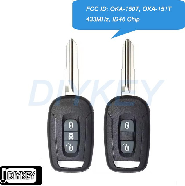 DIYKEY Auto Fernbedienung Schlüsselanhänger mit 2/3 Tasten und 433 MHz ID46 Chip in Schwarz für Chevrolet Holden Captiva und Opel Antara - Bild 1